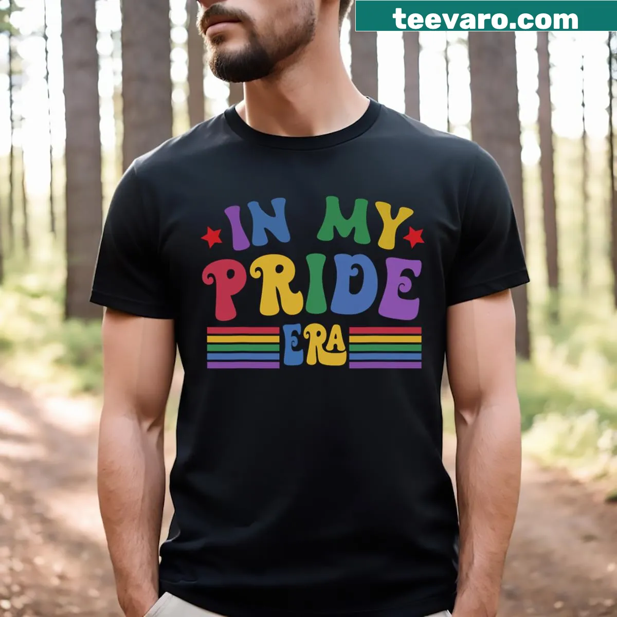 Pride-themed t-shirt with the phrase 'In My Pride Era' — on a men's t-shirt