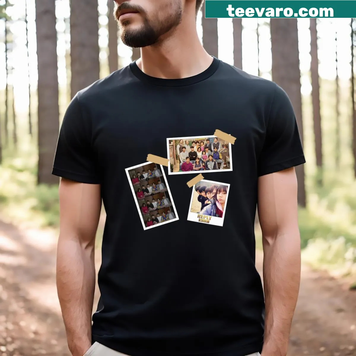 Collage of Kdrama Reply 1988 elements on t-shirt — on a men's t-shirt