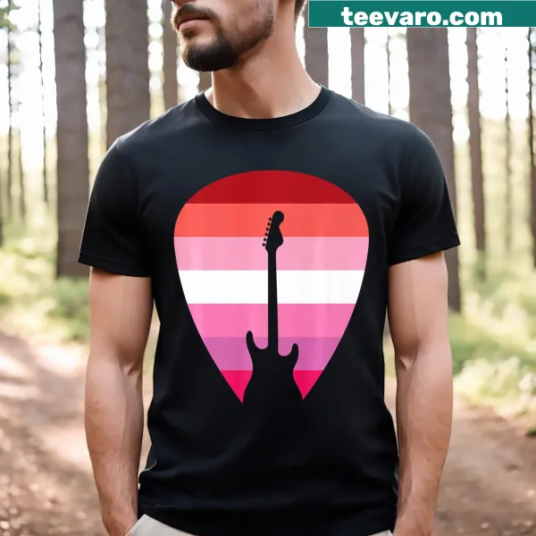 Lesbian flag graphic on t-shirt
