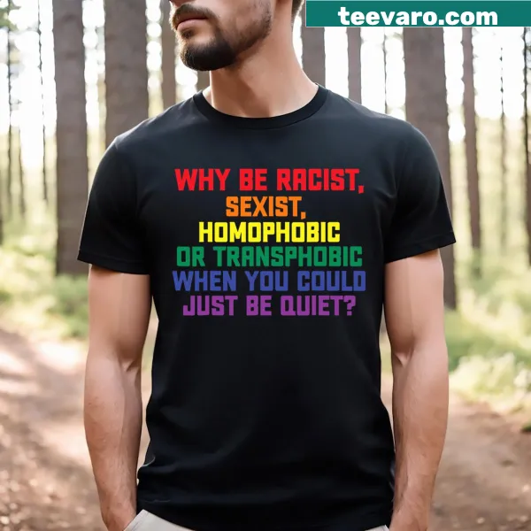 Retro LGBTQ pride t-shirt with rainbow flag and 'Be Kind'