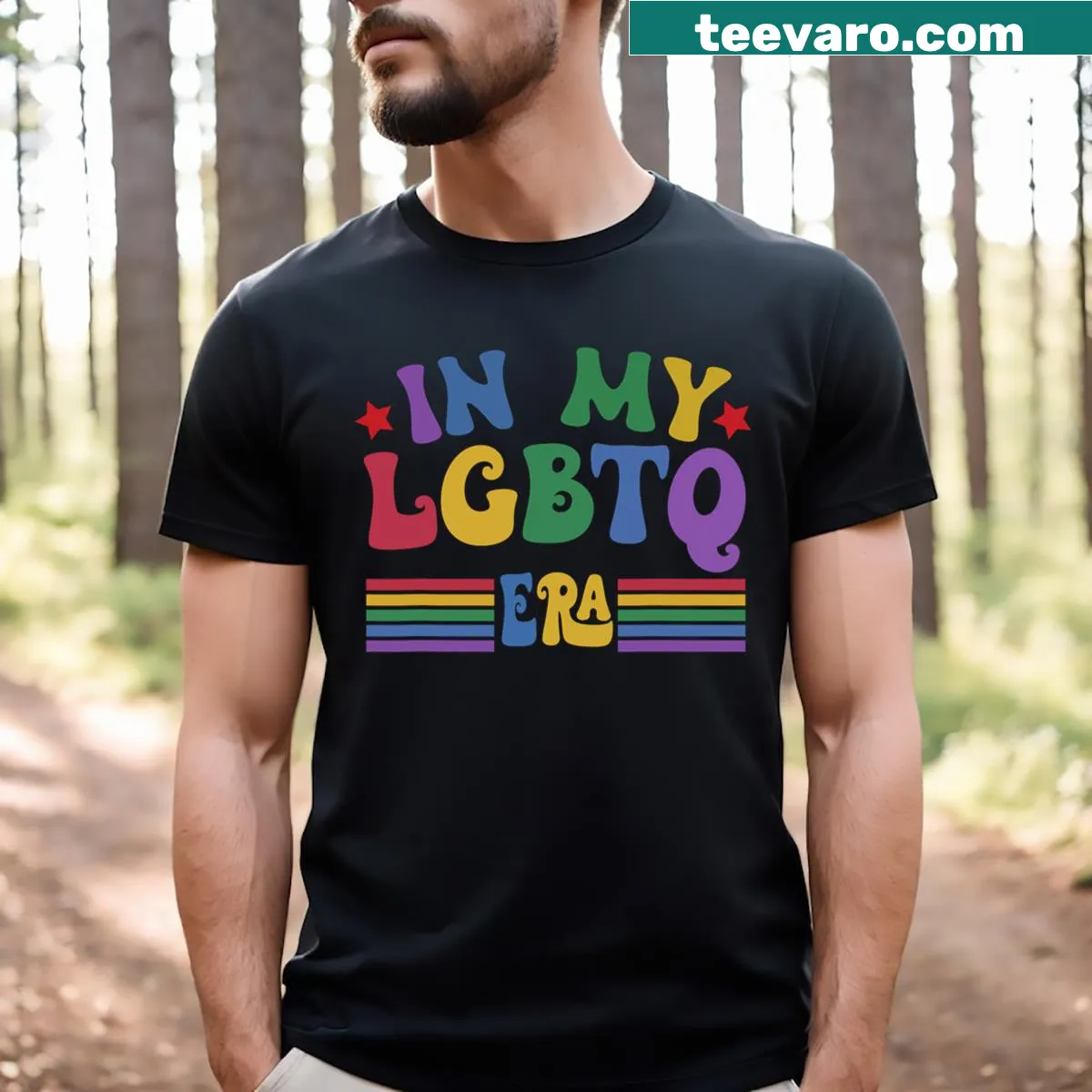 LGBTQ flag design t-shirt showcasing love and pride — on a men's t-shirt