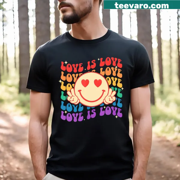 Rainbow smiley face graphic supporting LGBTQ+ pride