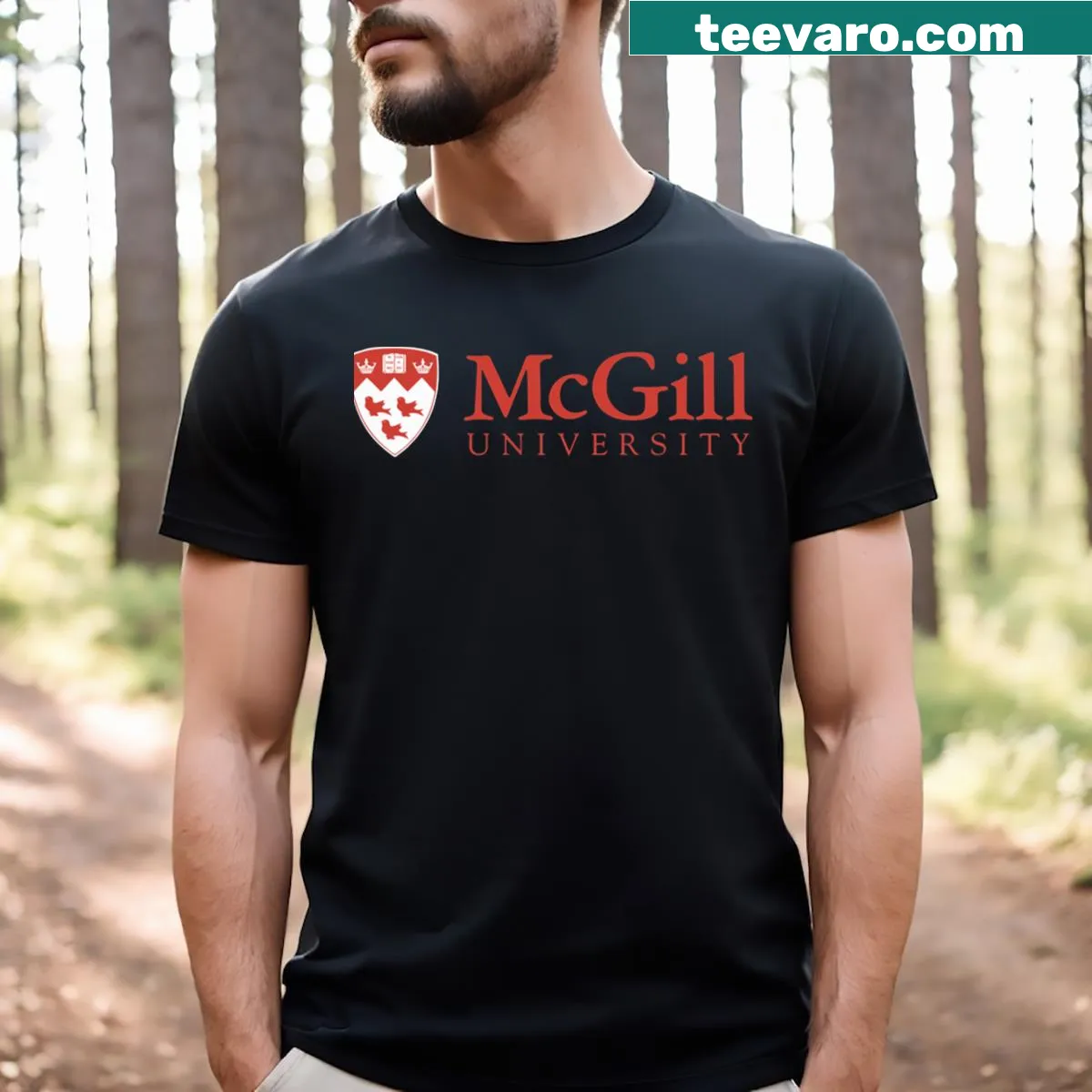 Essential T-shirt featuring the Mcgill logo prominently on the chest — on a men's t-shirt