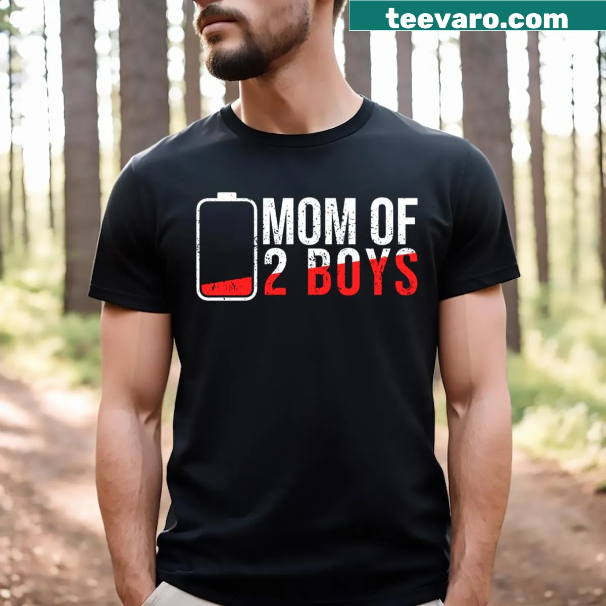 Mom Of 2 Boys T-shirt celebrating the joys of motherhood — on a men's t-shirt