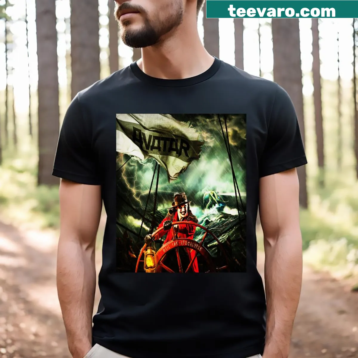 Illustrative Avatar band T-shirt with original artwork — on a men's t-shirt