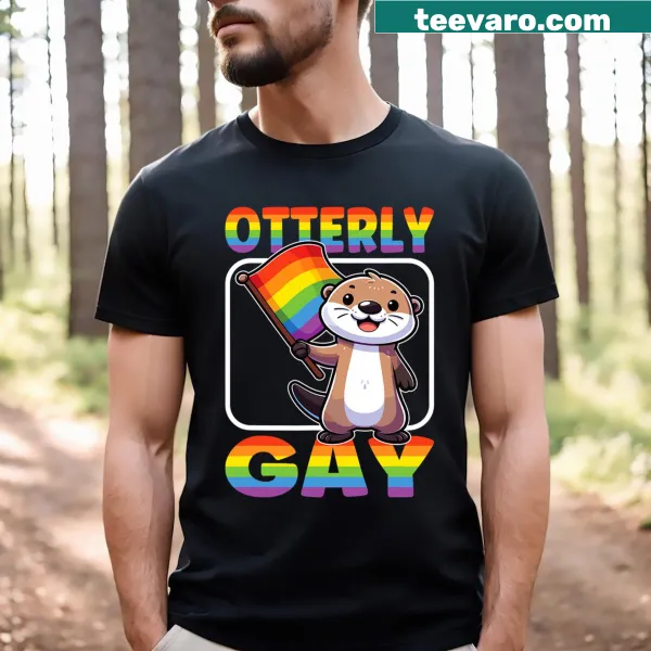 Cute otter illustration on an LGBT pride t-shirt