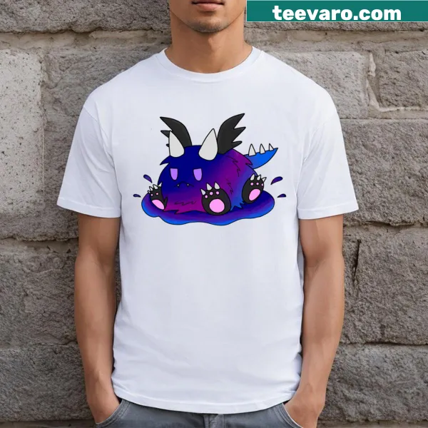 Cute cartoon monster splashing in a puddle