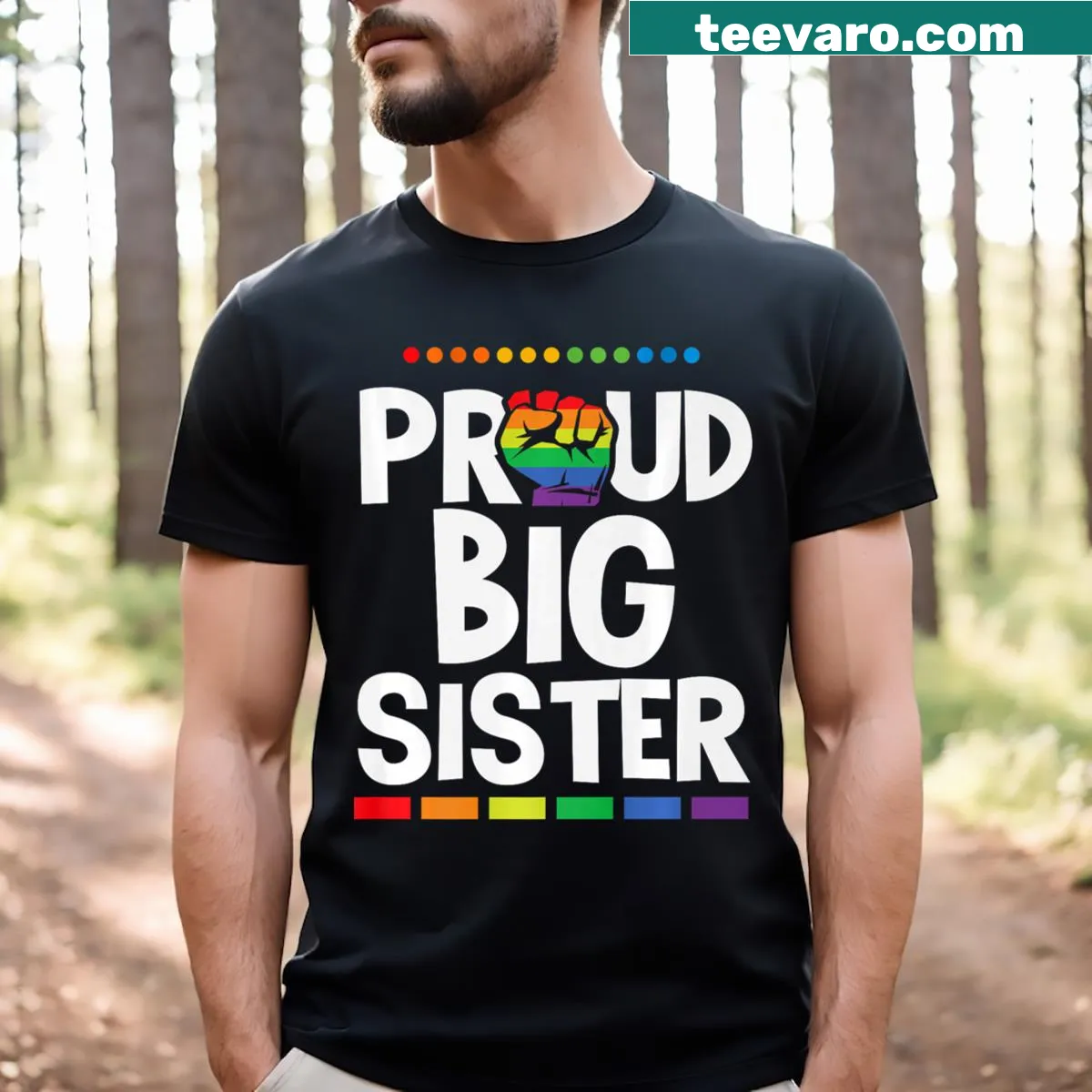 Fist graphic with rainbow elements for LGBTQ+ pride. — on a men's t-shirt