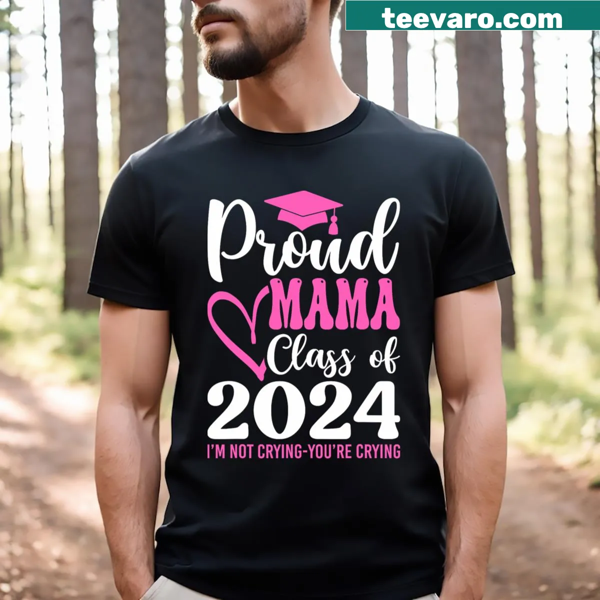 Celebratory T-shirt for moms of Class of 2024 graduates — on a men's t-shirt