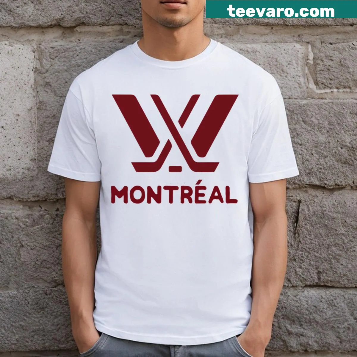 Montreal distressed logo t-shirt celebrating PWHL team spirit — on a men's t-shirt