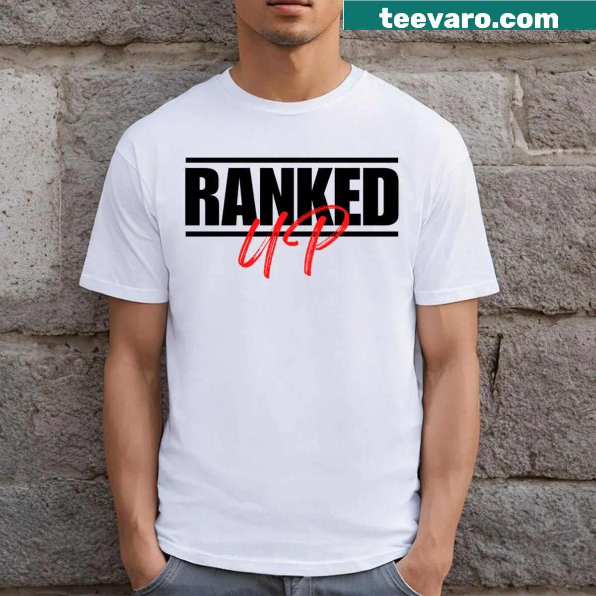Black logo design t-shirt with minimalist aesthetics. — on a men's t-shirt