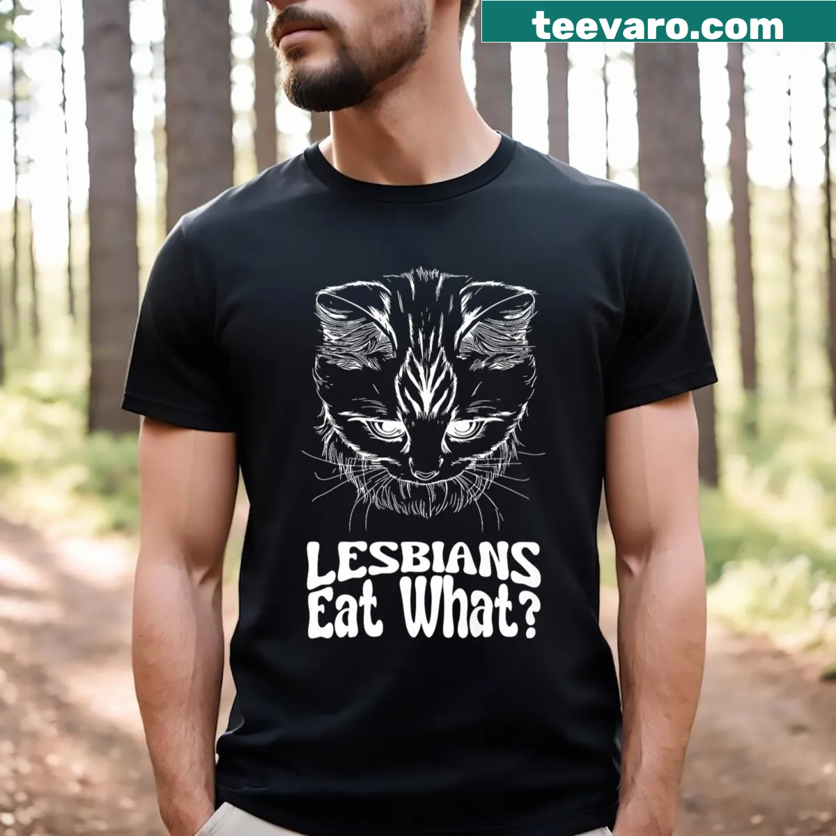 Funny ally T-shirt with 'Eat What' phrase for LGBTQ+ support — on a men's t-shirt