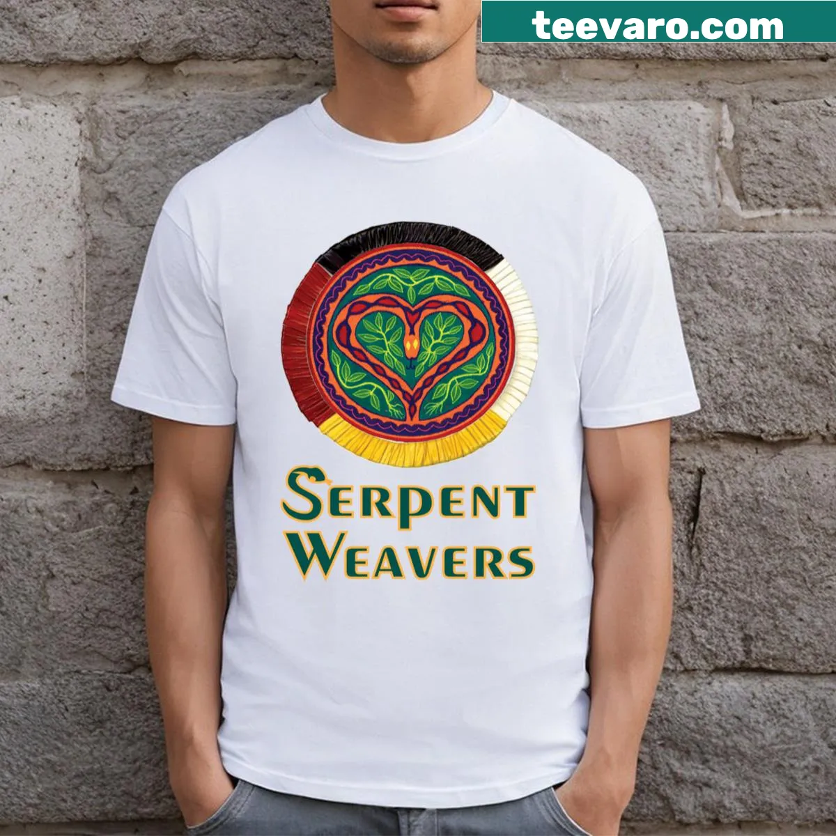 Serpent Weavers logo on a stylish t-shirt — on a men's t-shirt
