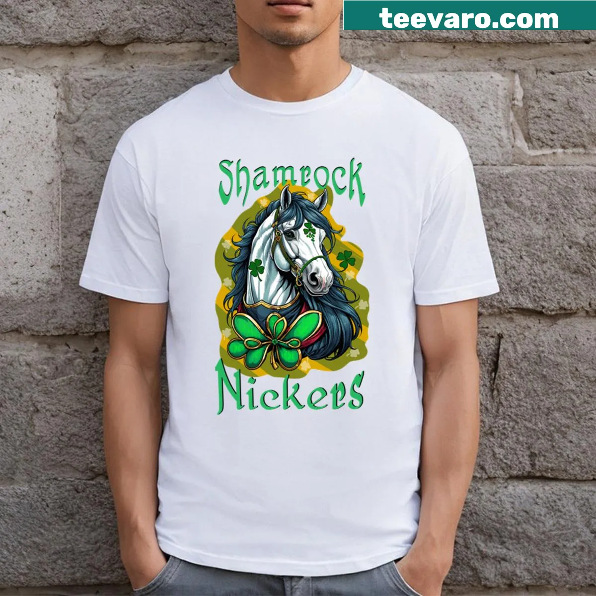 Festive T-shirt with a shamrock design for St. Patrick's Day. — on a men's t-shirt