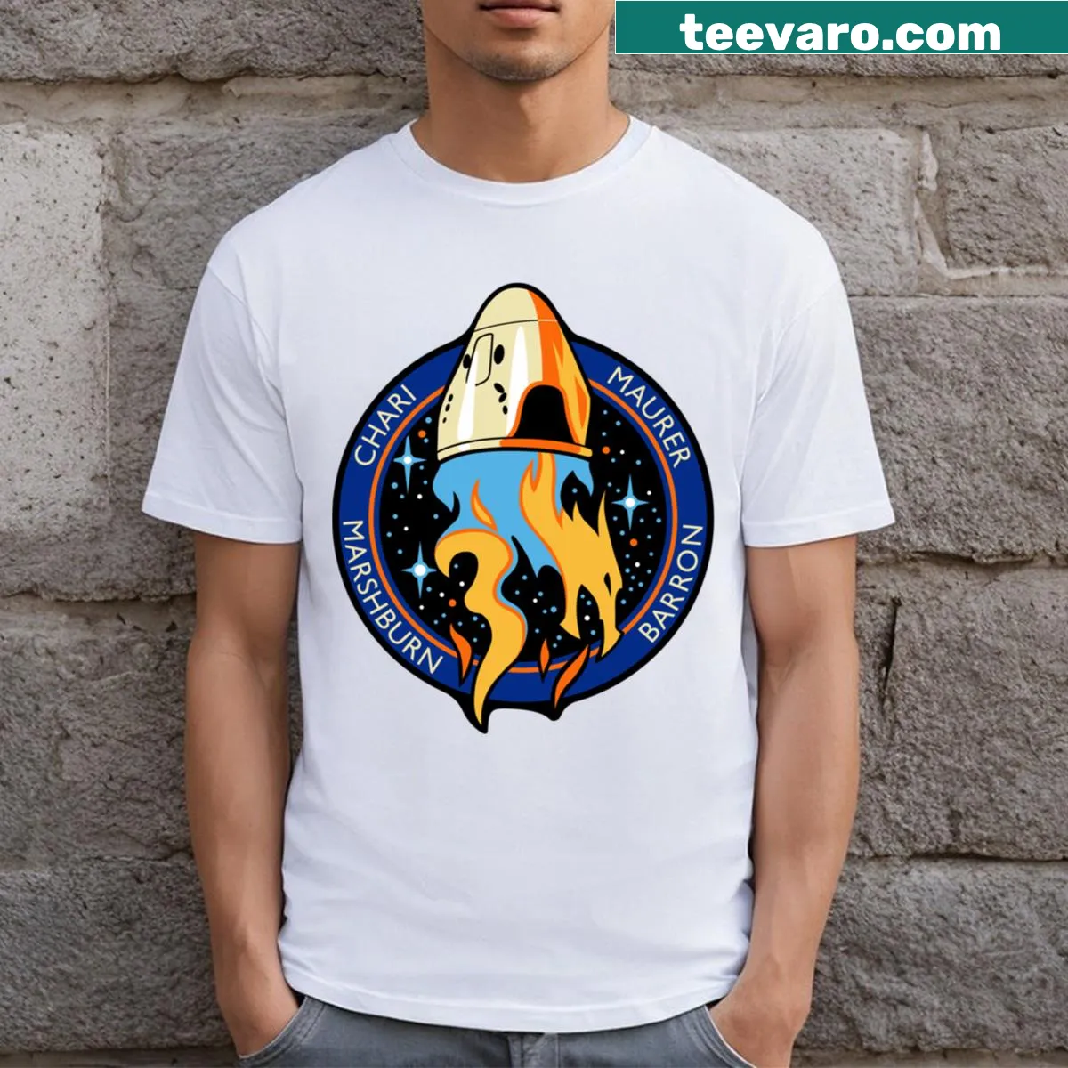 Official SpaceX Crew 3 logo t-shirt featuring a bold emblem — on a men's t-shirt