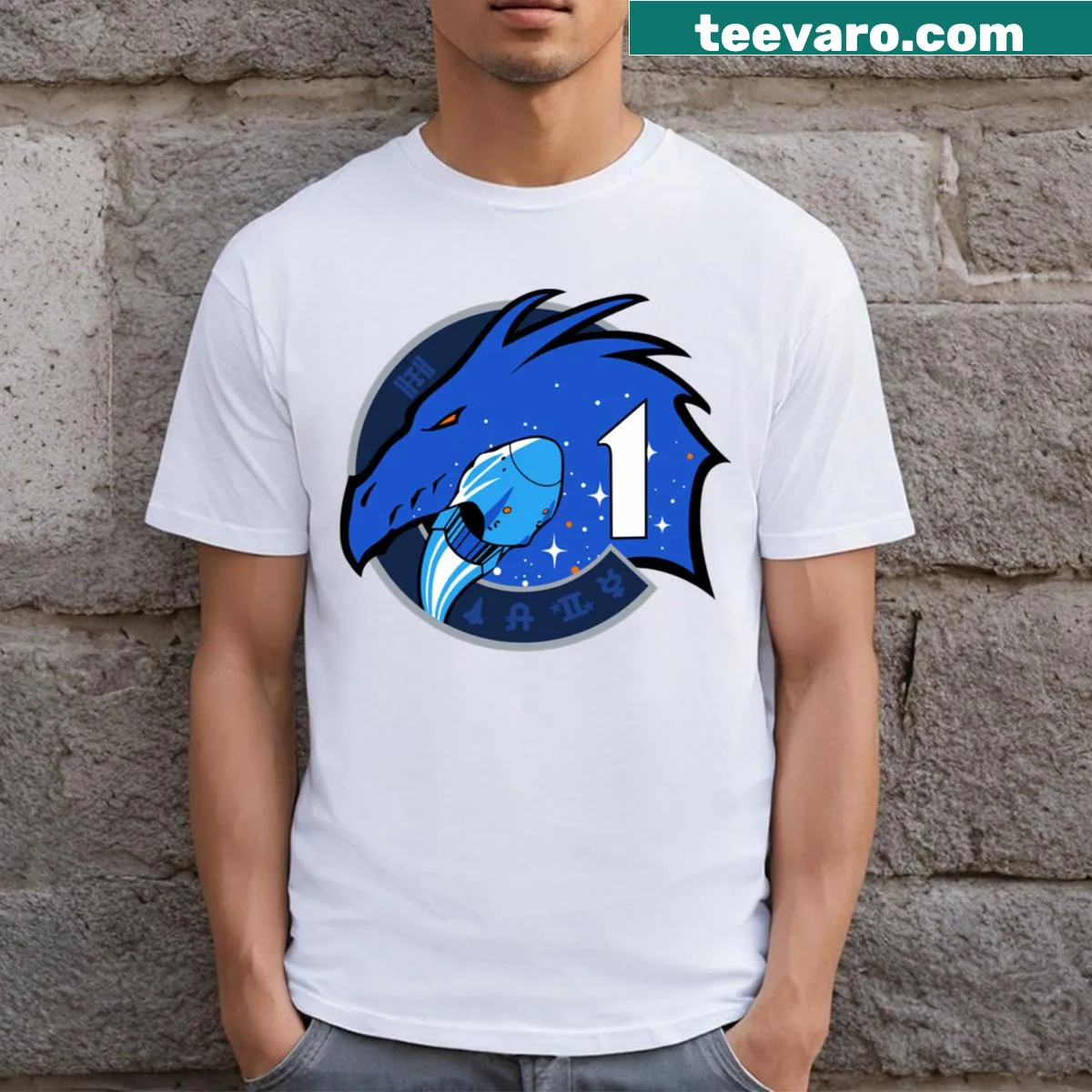 SpaceX Crew official logo t-shirt — on a men's t-shirt