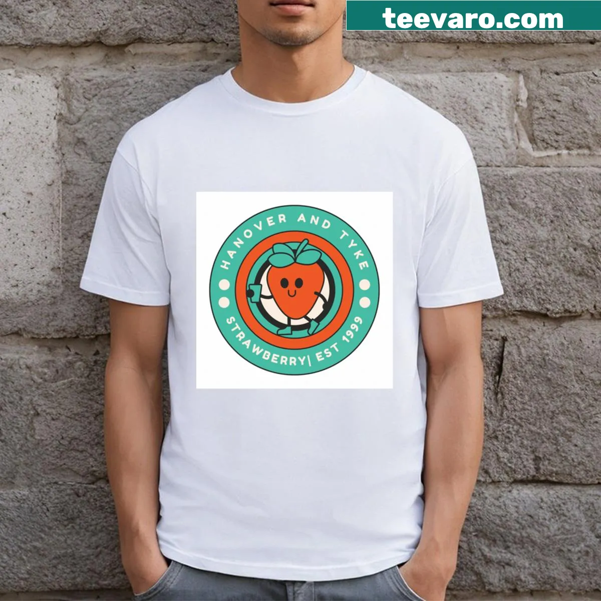 Charming strawberry graphic t-shirt, ideal for summer lovers — on a men's t-shirt
