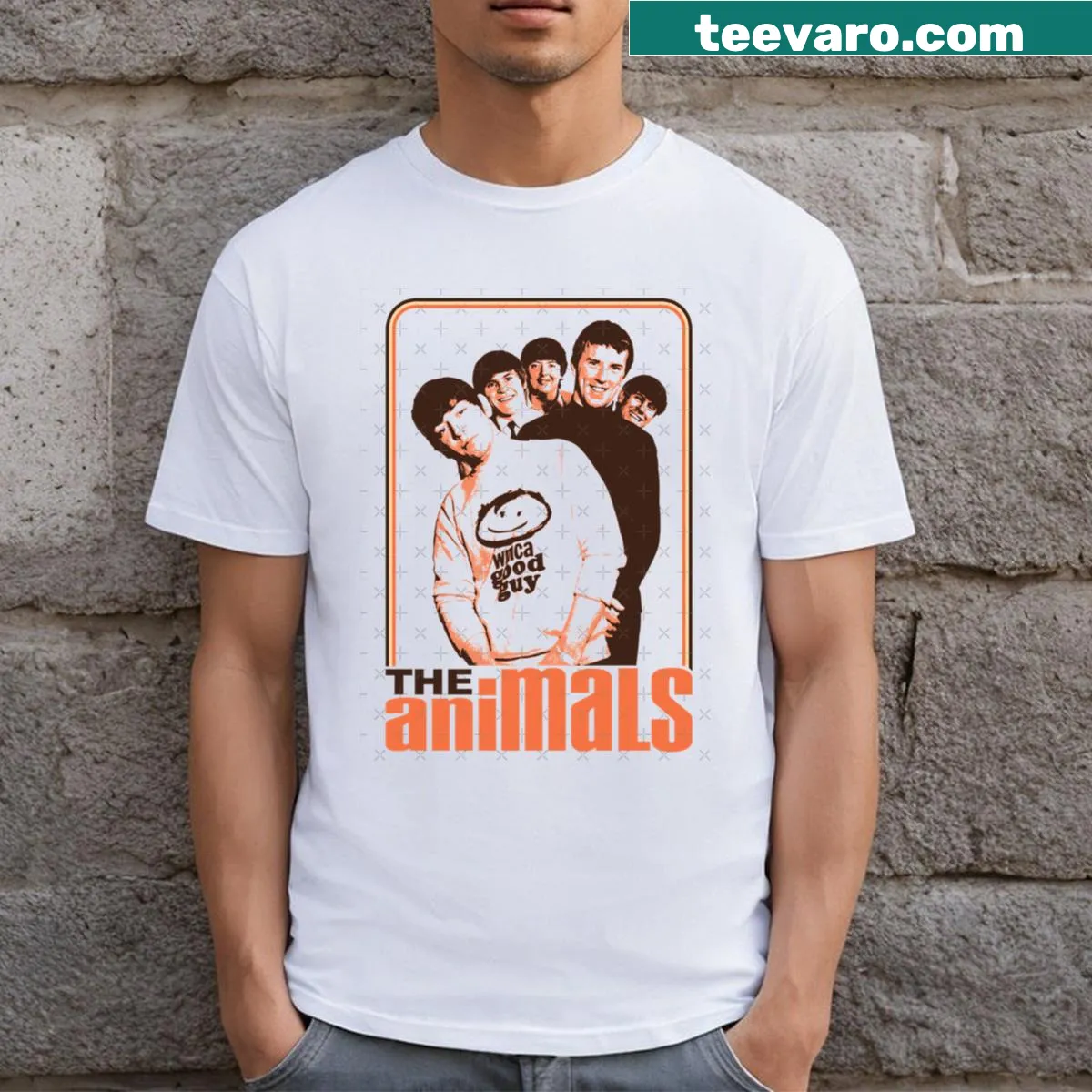 60s Rock Band The Animals t-shirt with nostalgic design — on a men's t-shirt