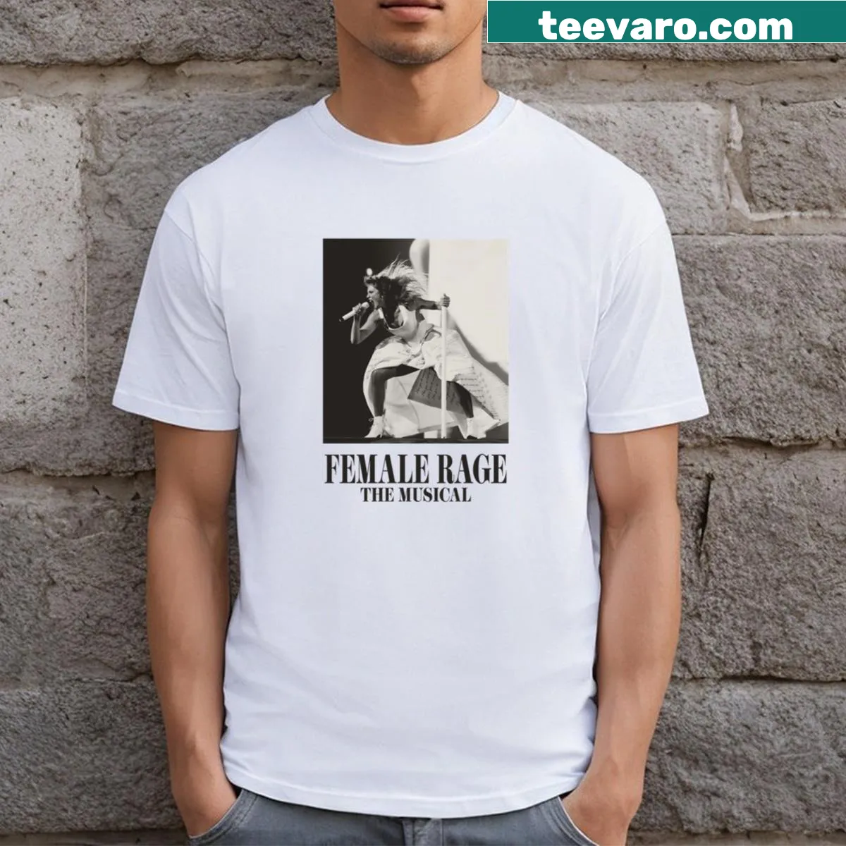 T-shirt with bold text 'Female Rage' celebrating empowerment — on a men's t-shirt