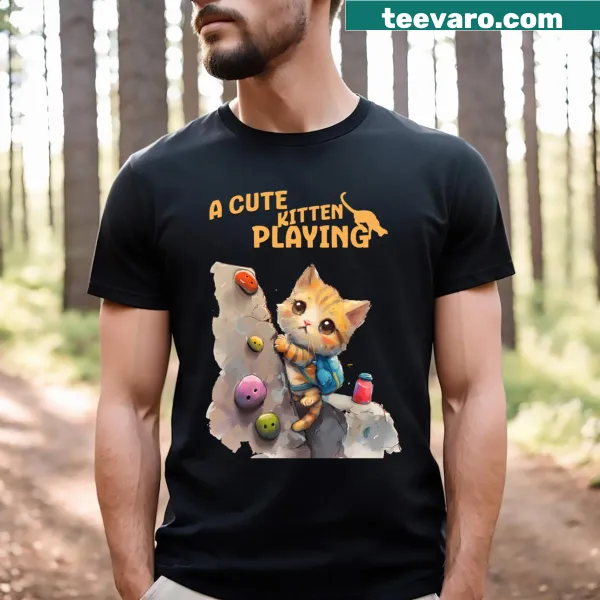 Cute digital art of playful kittens on t-shirt
