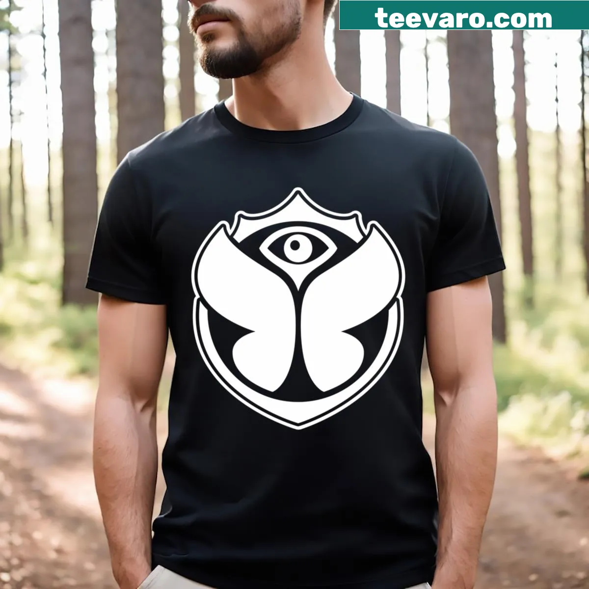 Tomorrowland logo graphic T-shirt for music lovers — on a men's t-shirt