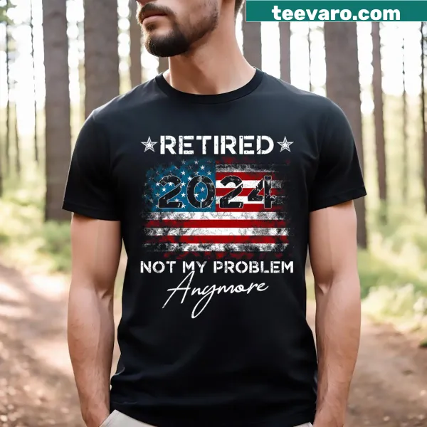 Vintage American flag shirt with 'Not My Problem Anymore' text