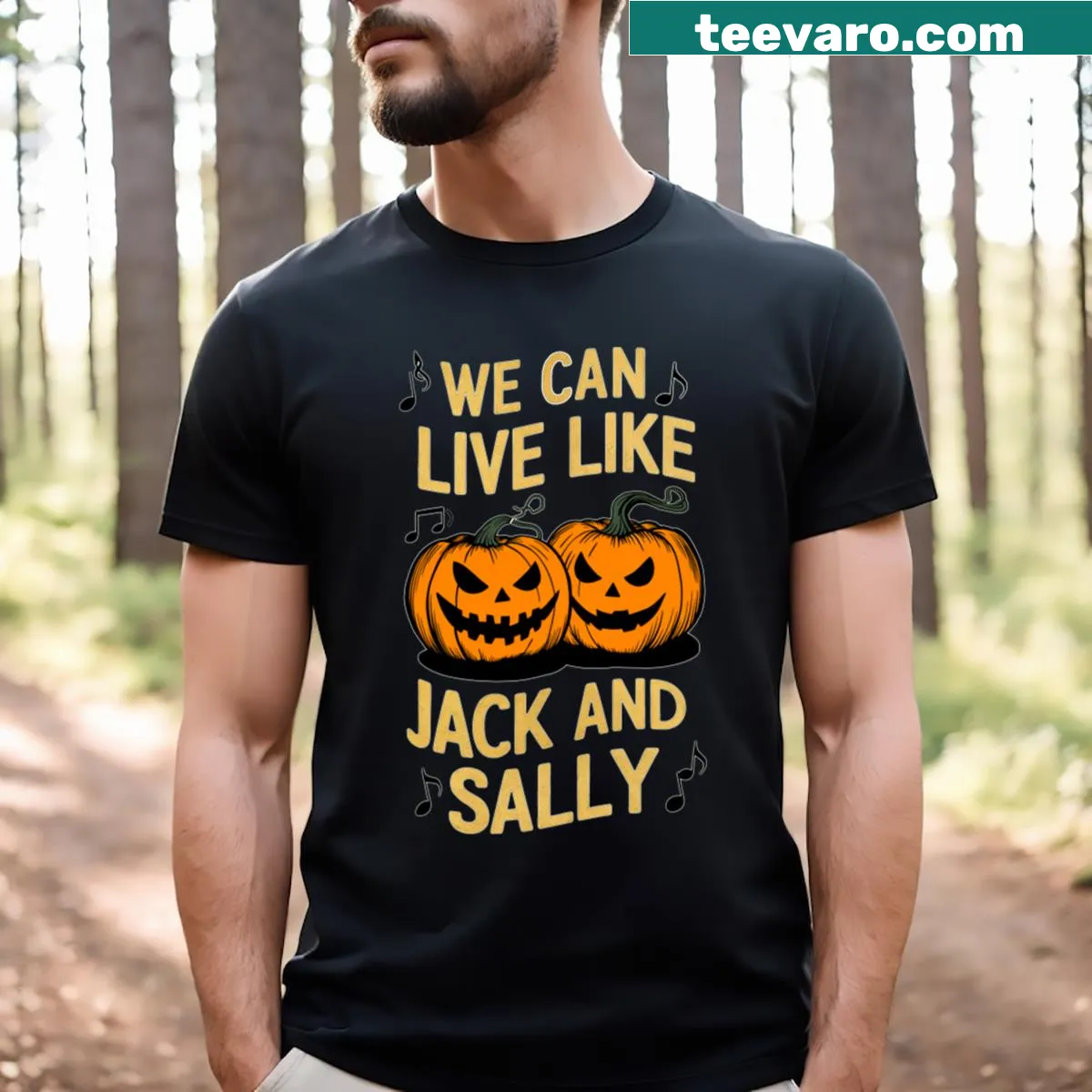 Jack and Sally themed t-shirt with sentimental message — on a men's t-shirt