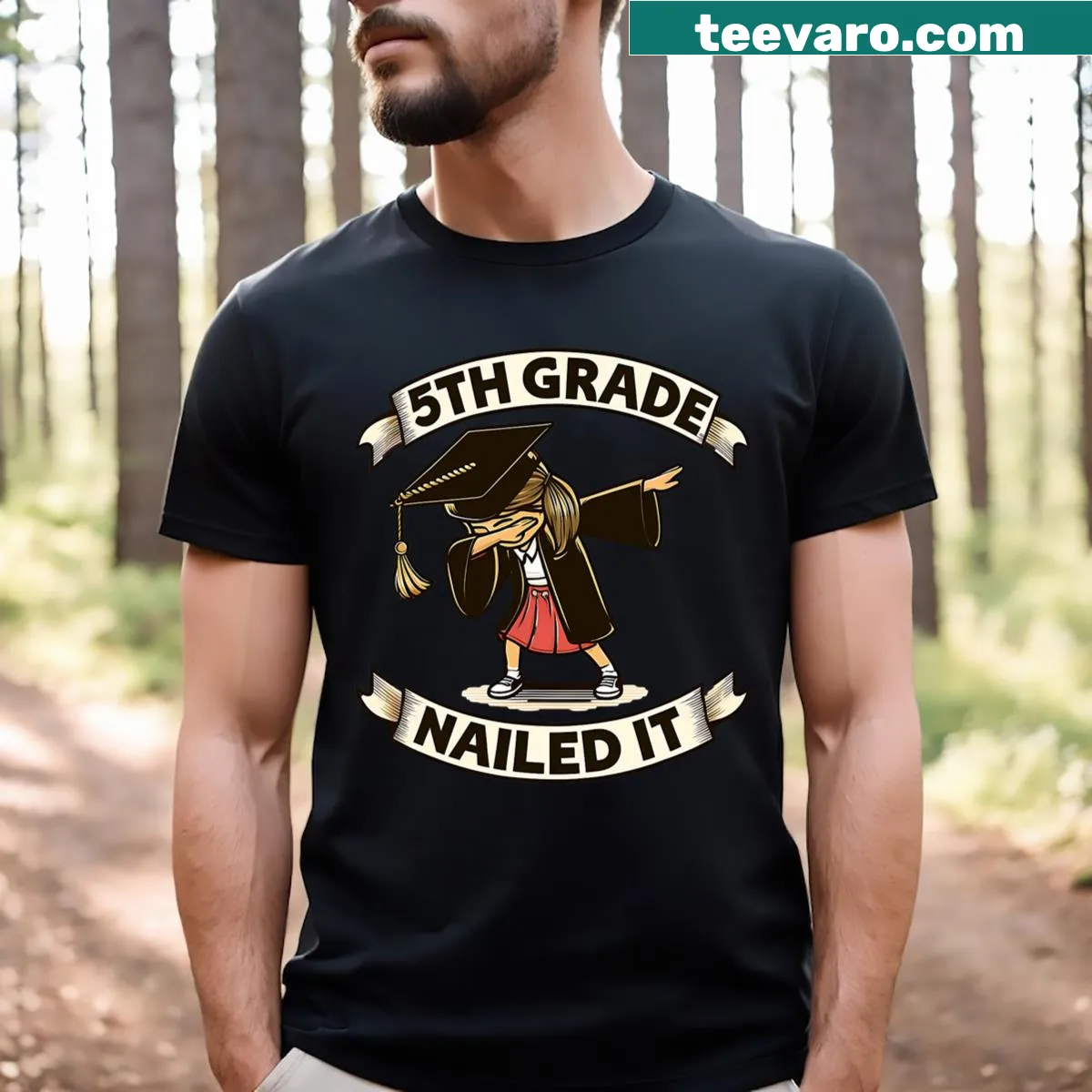 Dabbing girl illustration for 5th grade graduation celebration. — on a men's t-shirt