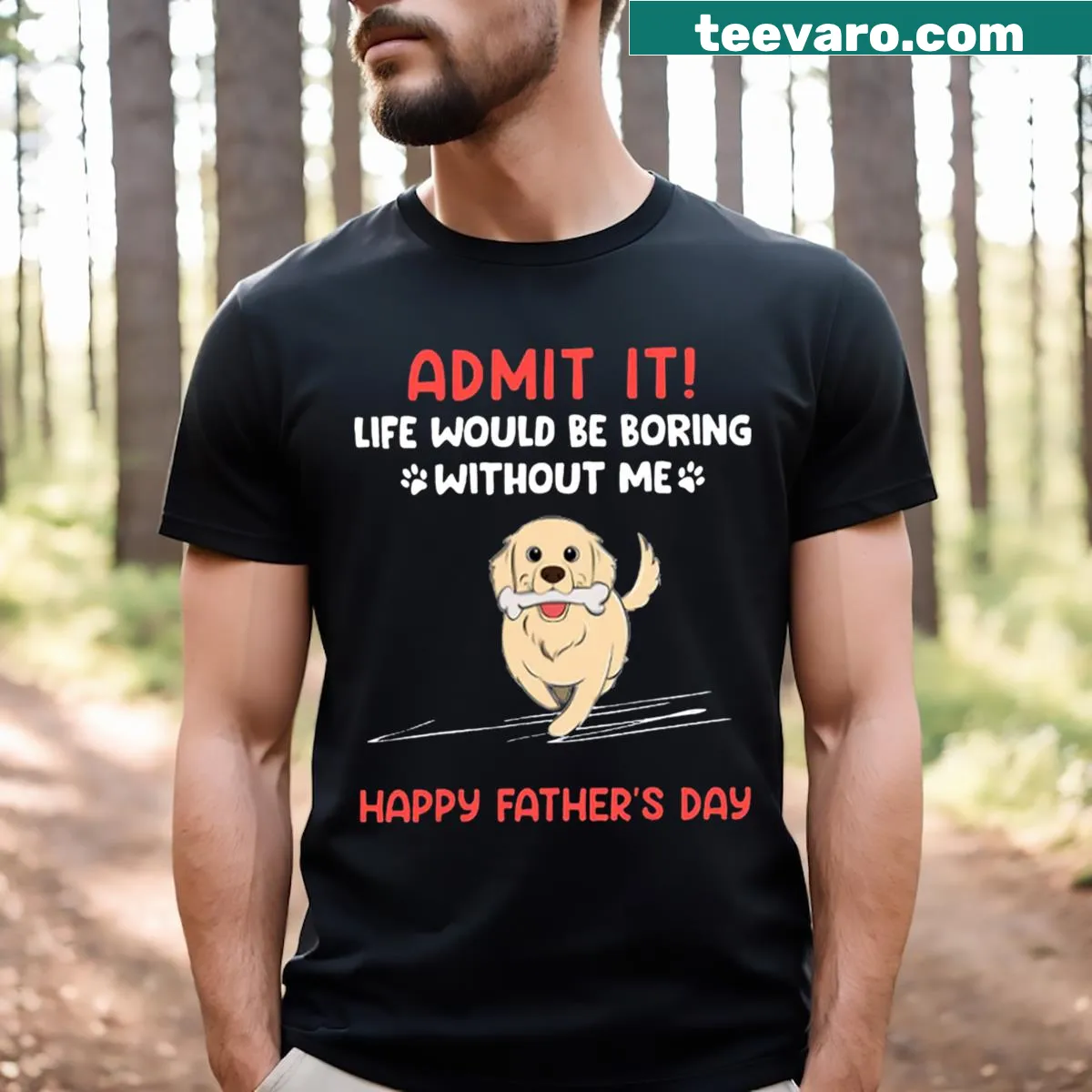 Funny Father's Day T-shirt with humorous text — on a men's t-shirt