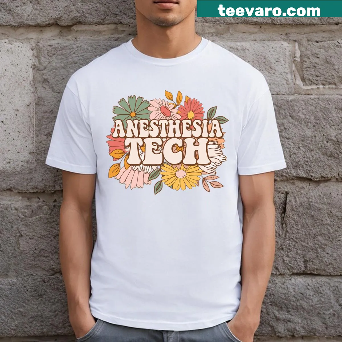 Men's T-shirt for anesthesia technicians with proud text — on a men's t-shirt