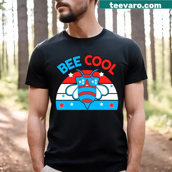 Patriotic t-shirt with ‘Bee Cool’ text and American flag design