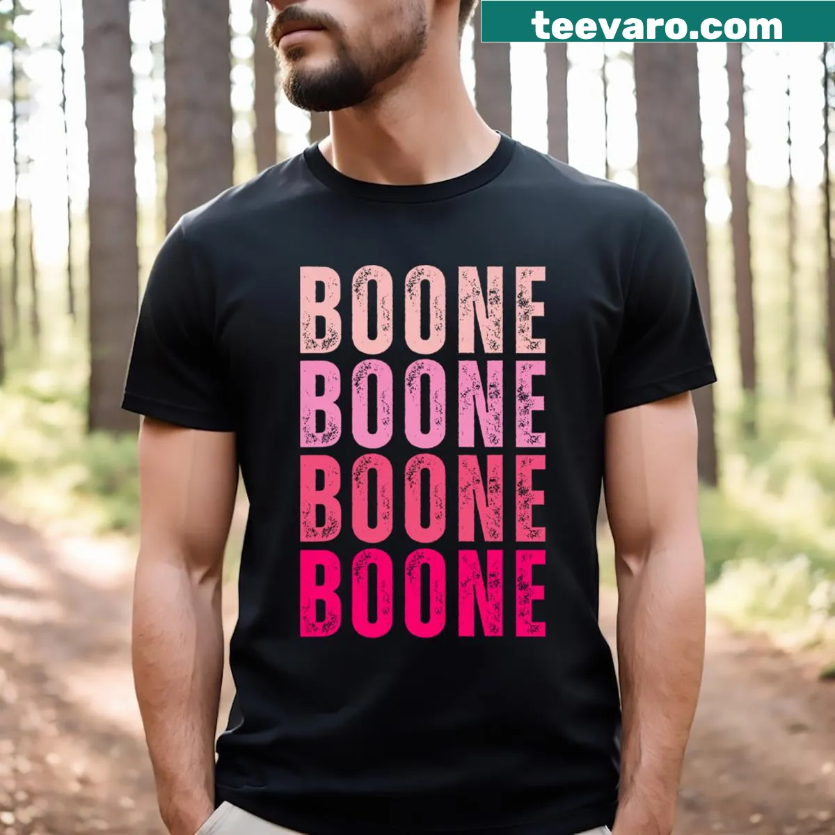 Personalized T-shirt with the name Boone and a playful heart design. — on a men's t-shirt