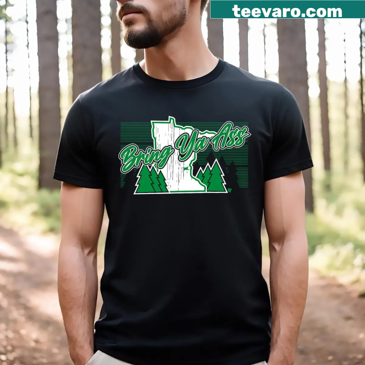 Funny t-shirt featuring 'Bring Ya Ass' and Minnesota basketball theme — on a men's t-shirt