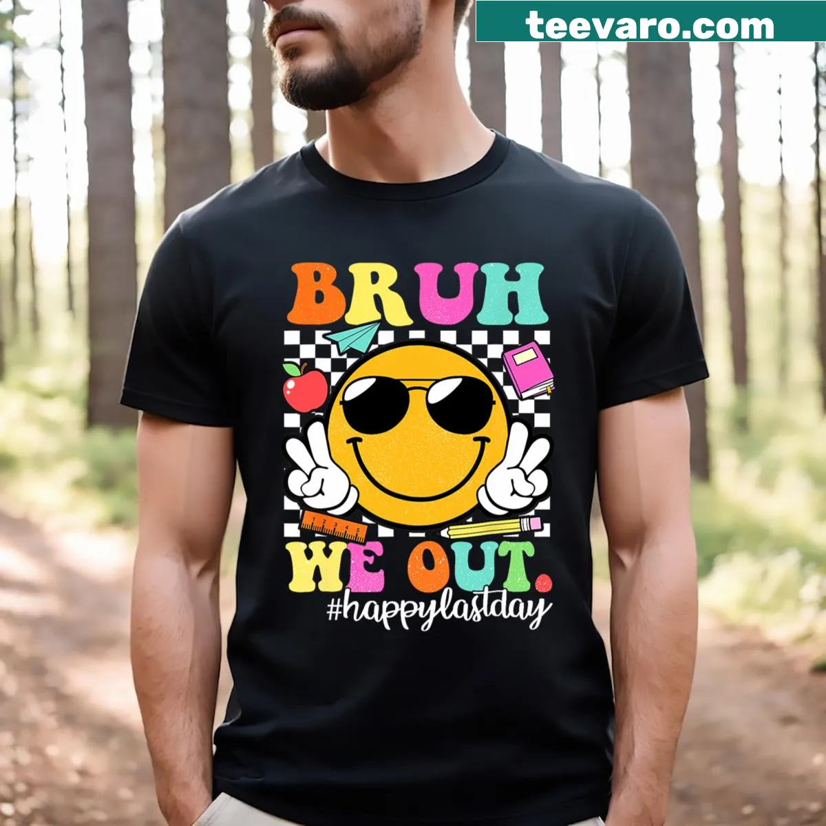 Teacher's shirt with 'Bruh We Out' slogan for last day of school — on a men's t-shirt