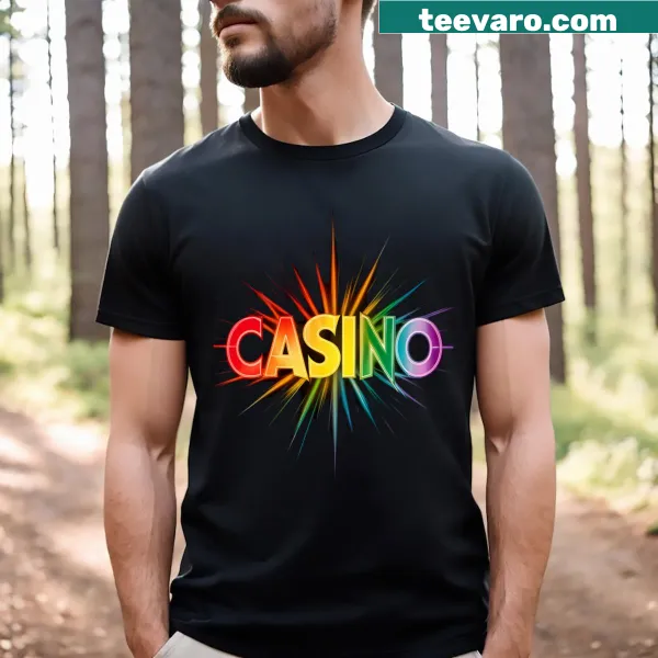 Casino-themed T-shirt featuring playful gambling signage