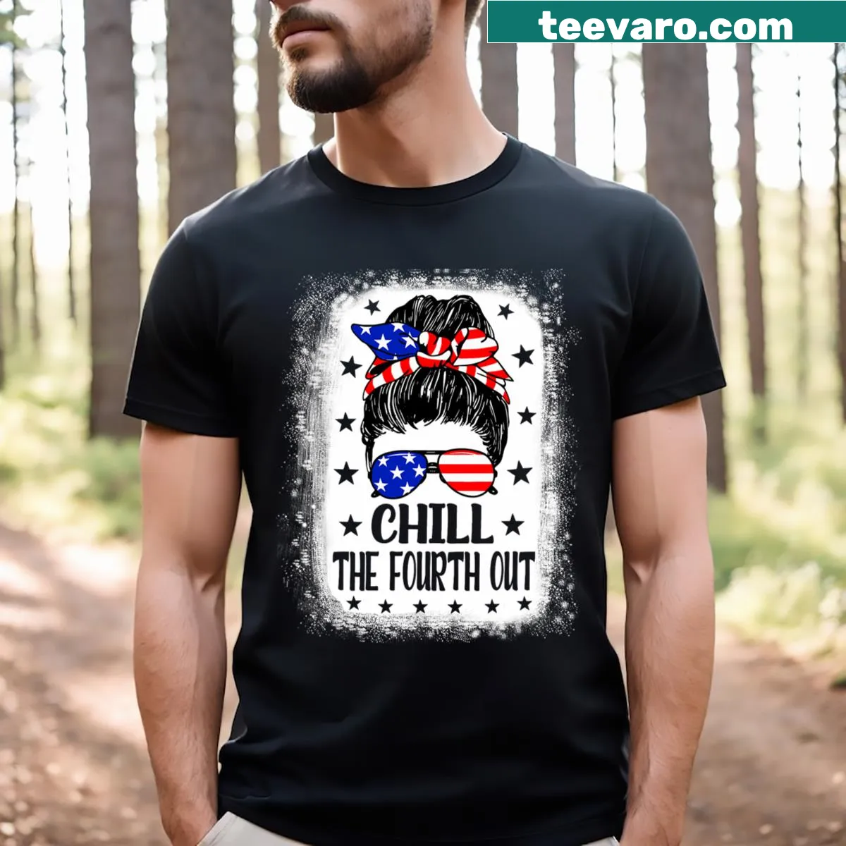 Funny T-shirt with Chill The Fourth Out text for July 4th celebrations. — on a men's t-shirt