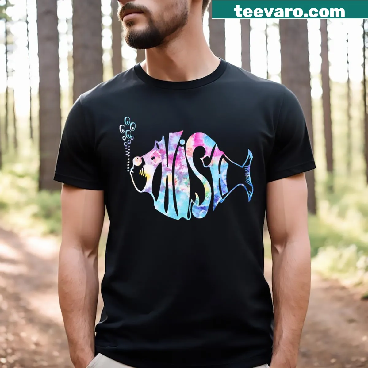 T-shirt for anglers with fish graphics and jam design — on a men's t-shirt
