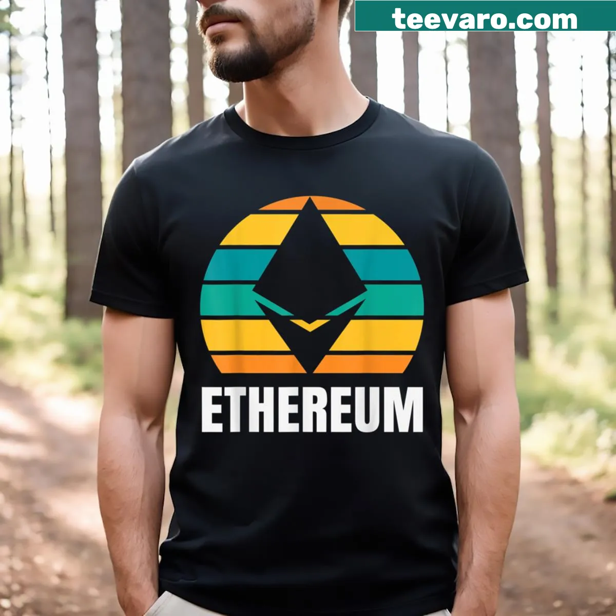 Ethereum logo shirt for cryptocurrency enthusiasts — on a men's t-shirt