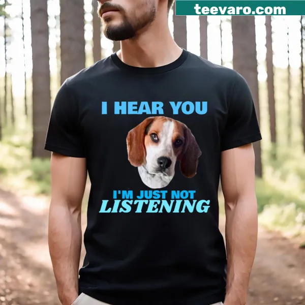 Funny dog t-shirt with illustration of dog ignoring owner and text
