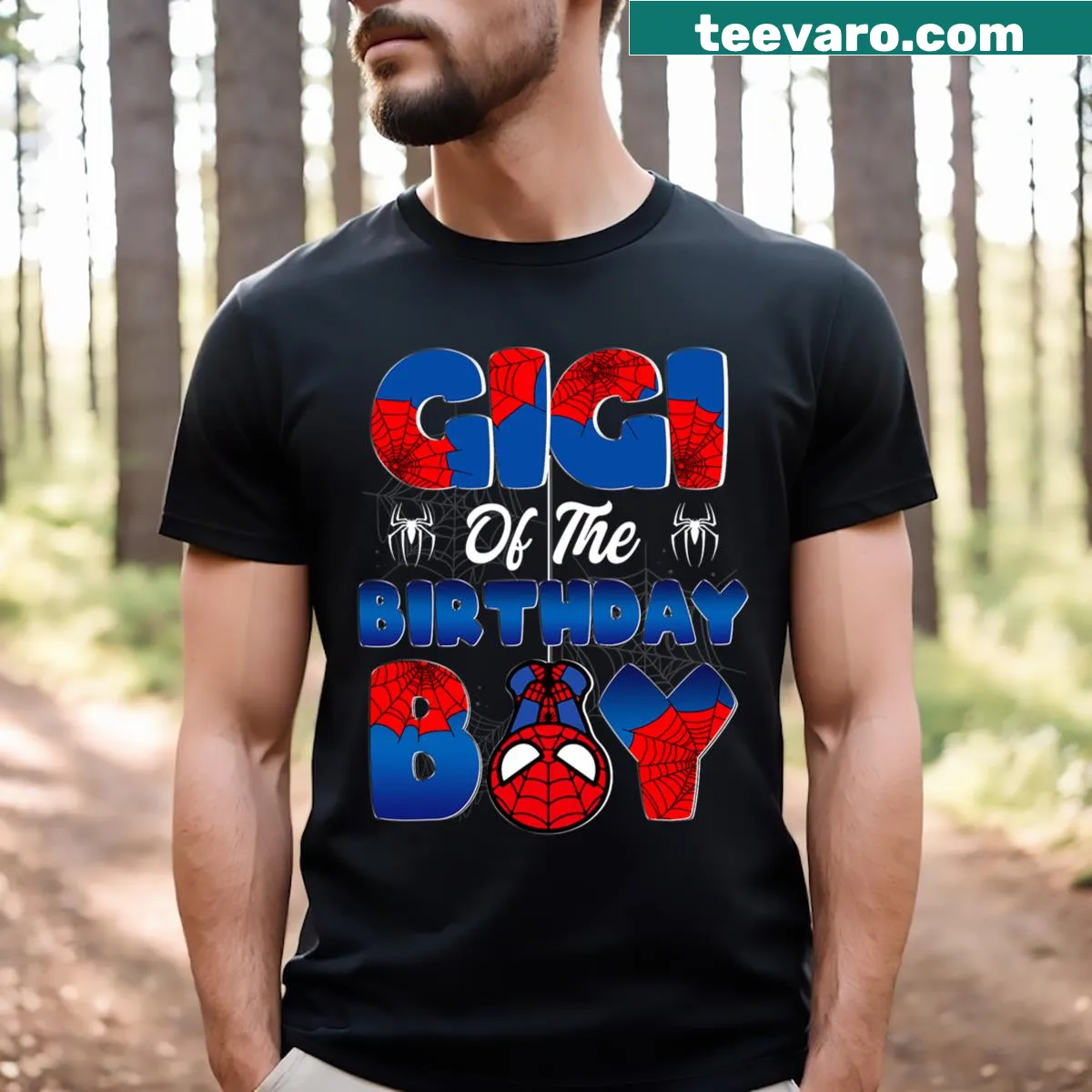 Cute kids t-shirt with birthday spider web design — on a men's t-shirt