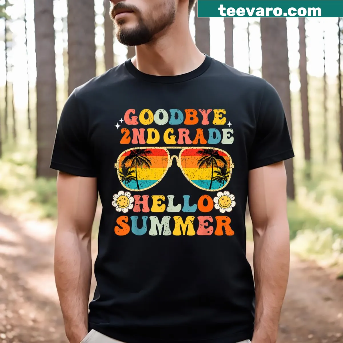 Funny t-shirt celebrating second grade graduation and summer — on a men's t-shirt