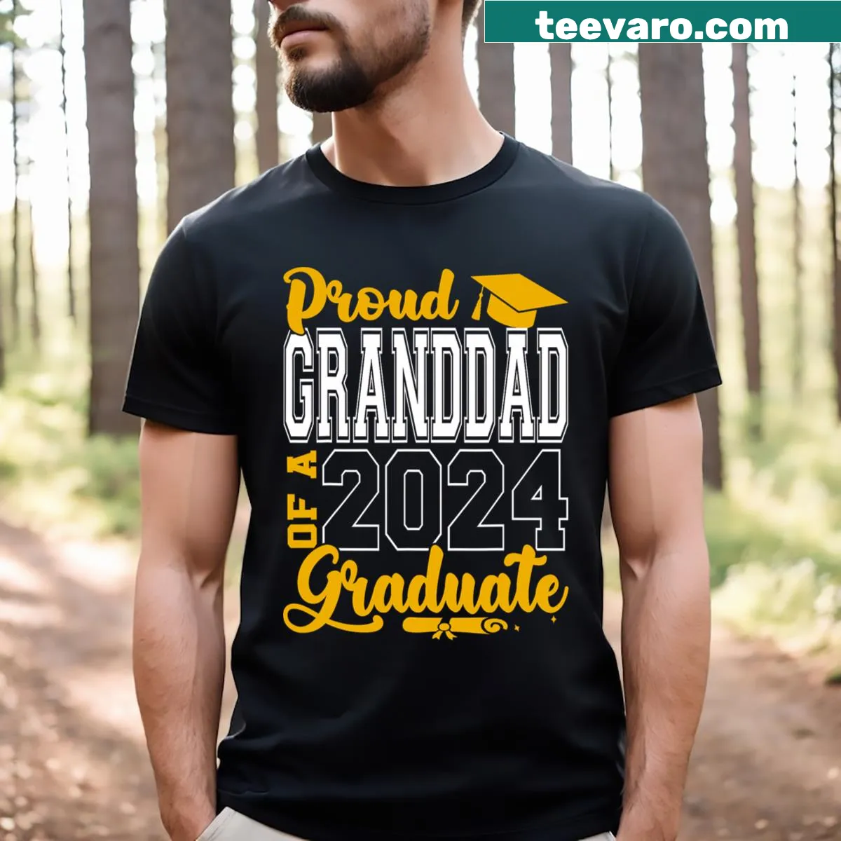 Proud granddad t-shirt for a 2024 graduate — on a men's t-shirt