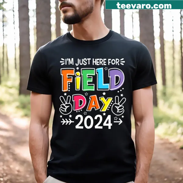 T-shirt featuring 'I'm Just Here For Field Day 2024' for kids