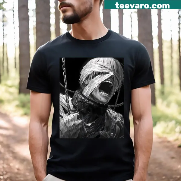 Dynamic t-shirt with anime-inspired character graphics