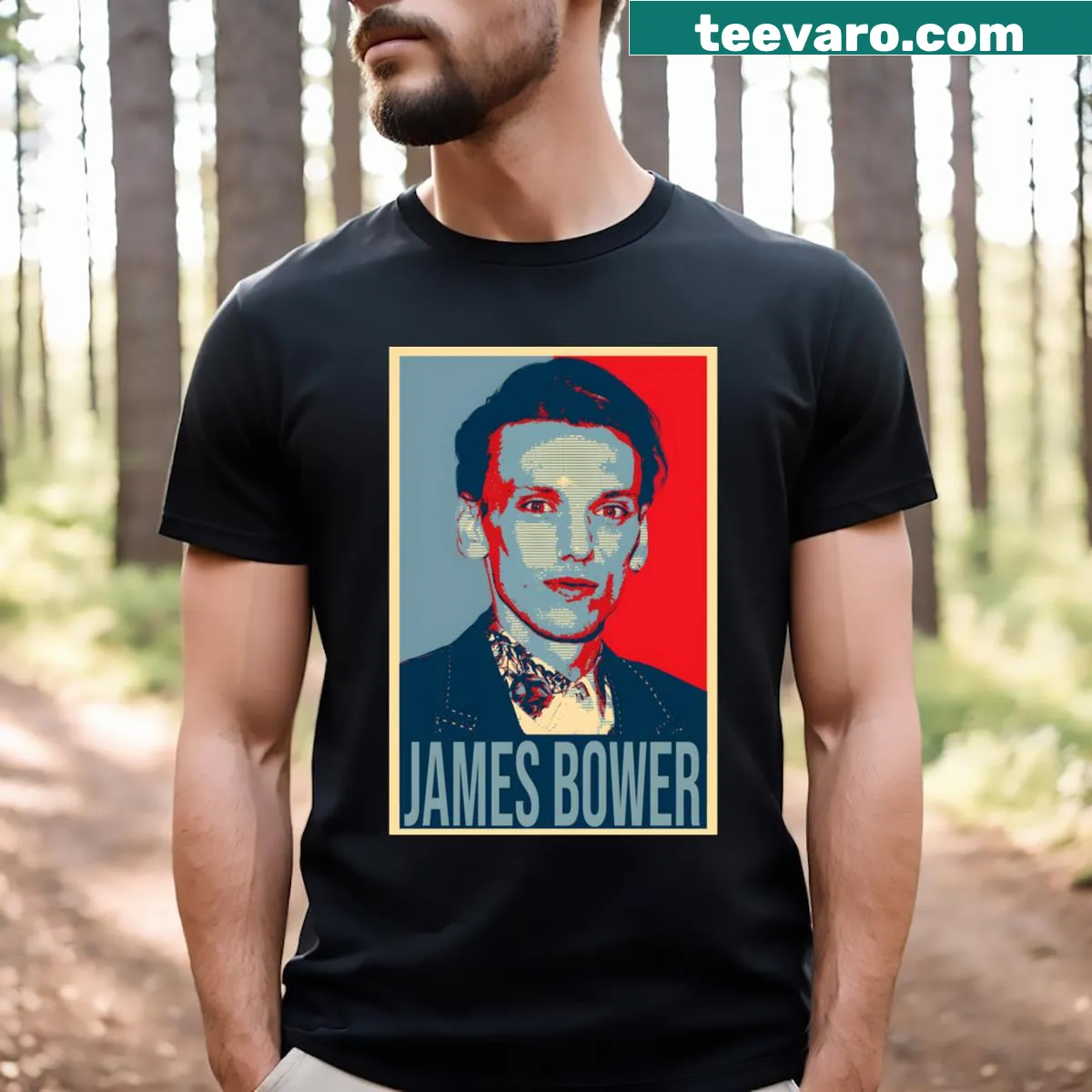 Minimalist Jamie Bower essential T-shirt design — on a men's t-shirt