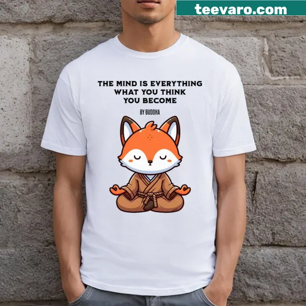Illustration of a fox with Law Of Attraction message on T-shirt.