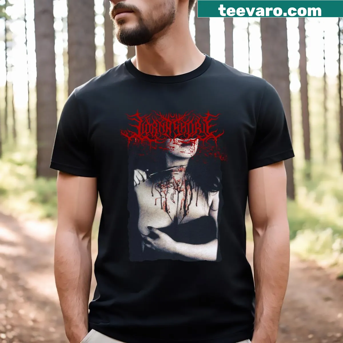 Graphic T-shirt inspired by Lorna Shore, featuring powerful imagery — on a men's t-shirt