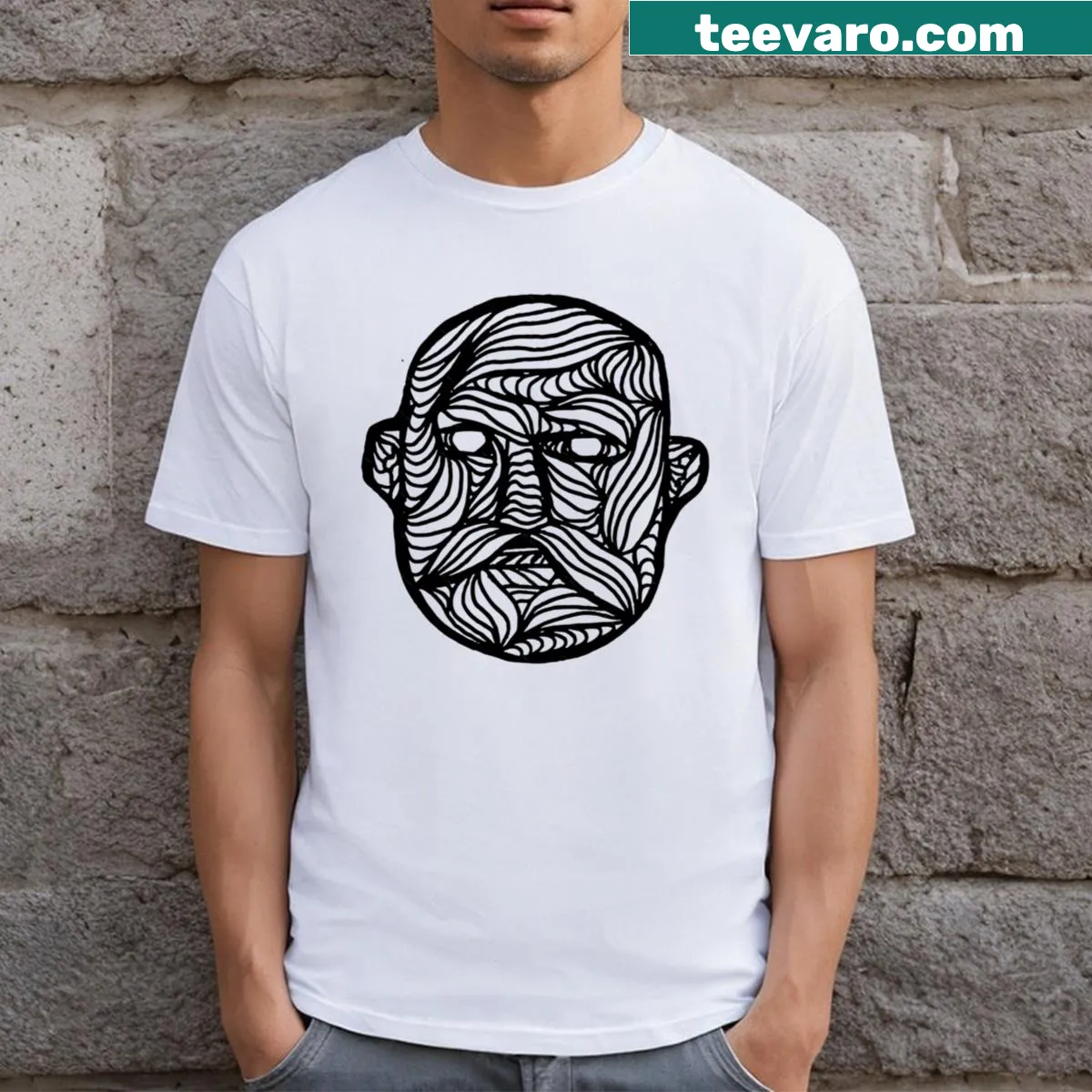 Minimalist Man Face line art T-shirt — on a men's t-shirt