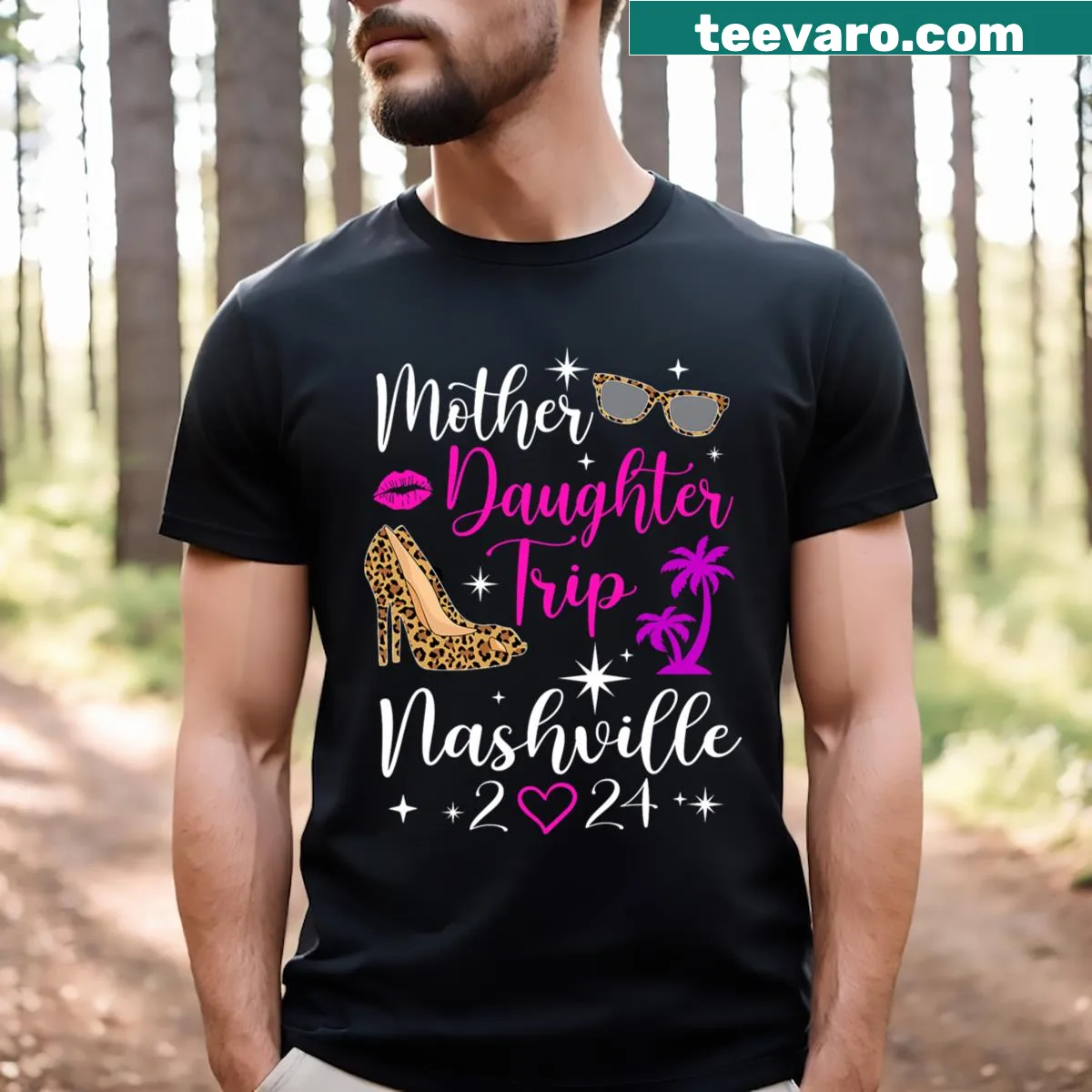 Matching t-shirt for mother and daughter featuring a Nashville design — on a men's t-shirt