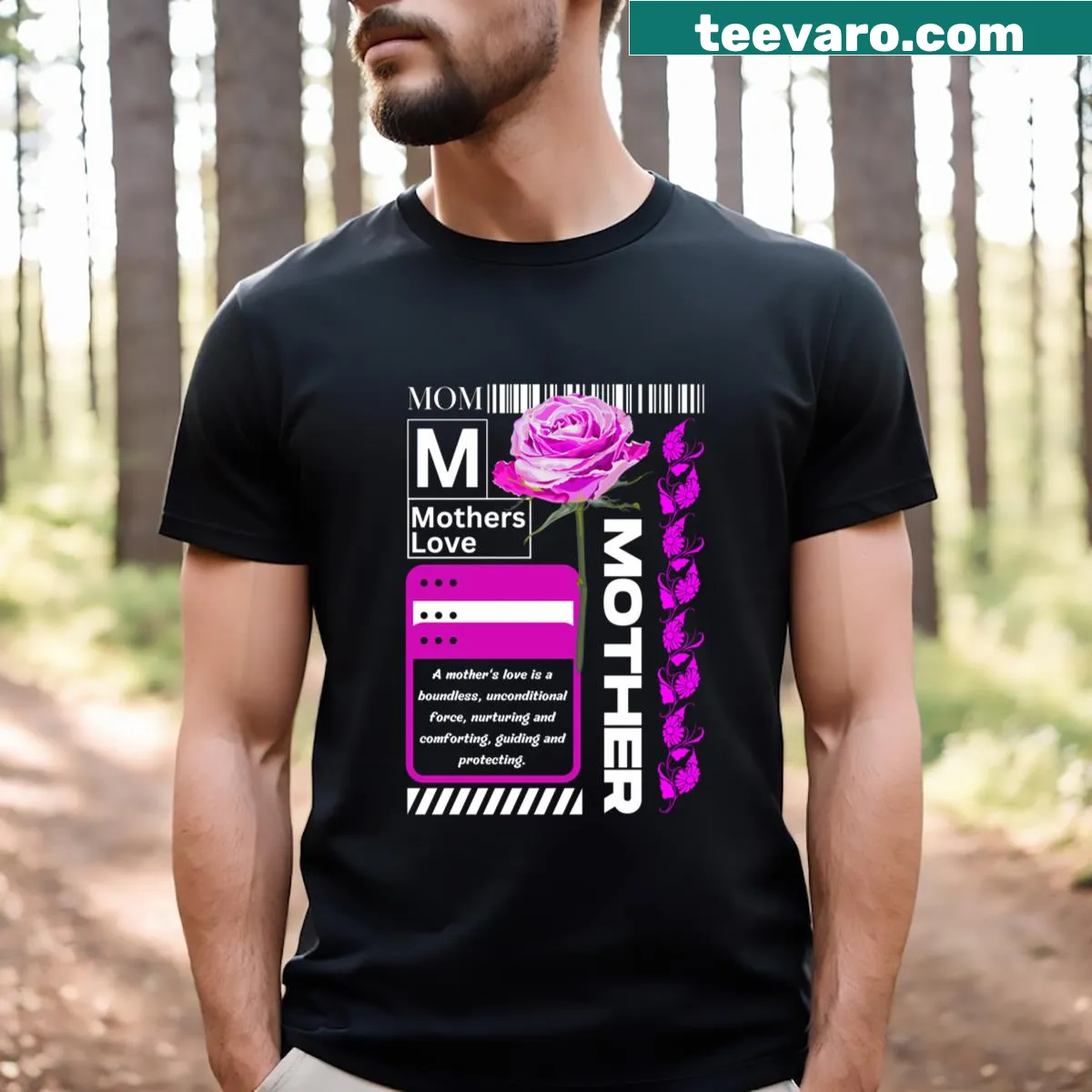 Sentimental t-shirt celebrating mothers with lovely graphic — on a men's t-shirt